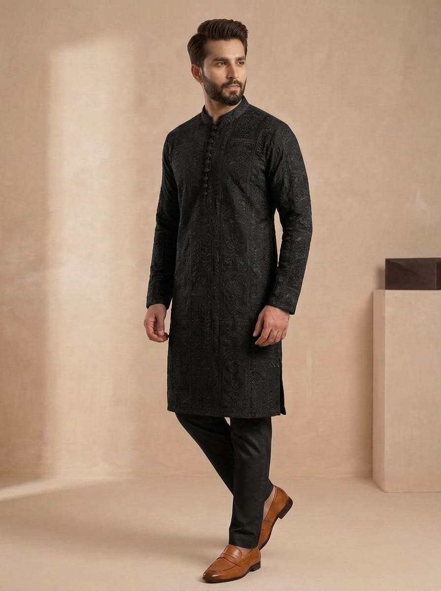 Black Embroidered Kurta Trouser
